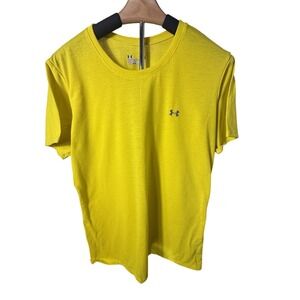 Under Armour HeatGear T-Shirt Youth Large Yellow Semi-Fitted Short Sleeve Tee